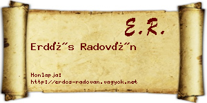 Erdős Radován névjegykártya