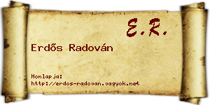 Erdős Radován névjegykártya